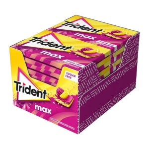TRIDENT Chicles Sabor Frambuesa y Limón Sin Azúcar, Pack 12 uds