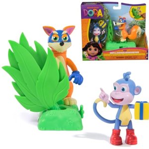 DORA LA EXPLORADORA – Pack de Aventura Botas y Zorro: 2 Figuras Articuladas + 2 Accesorios – 6073672 – Juguetes Niña 3 años + – Regalo Niña 3 años + – Juegos Infantiles