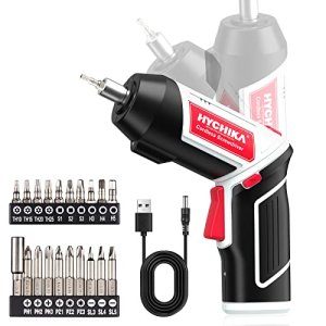 HYCHIKA Destornillador Eléctrico 6Nm, Bateria 3.6V 2,0 Ah, LED Luz, Carga Cable Tipo C, 20 Accesorios, Para Reparaciones en El Hogar