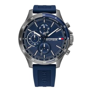 Tommy Hilfiger Reloj Analógico de Cuarzo Multifunción para Hombre con Correa de Silicona Azul Marina – 1791721