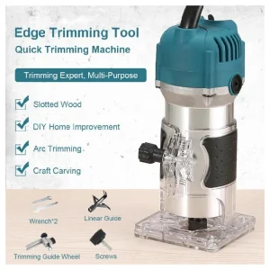 Fresadora de Madera de 800W y 30000 RPM, Recortadora Eléctrica para Trabajar la Madera, Herramienta de Tallado y Corte de Madera de 1/4 de Pulgada, Herramientas Eléctricas para Carpinteros