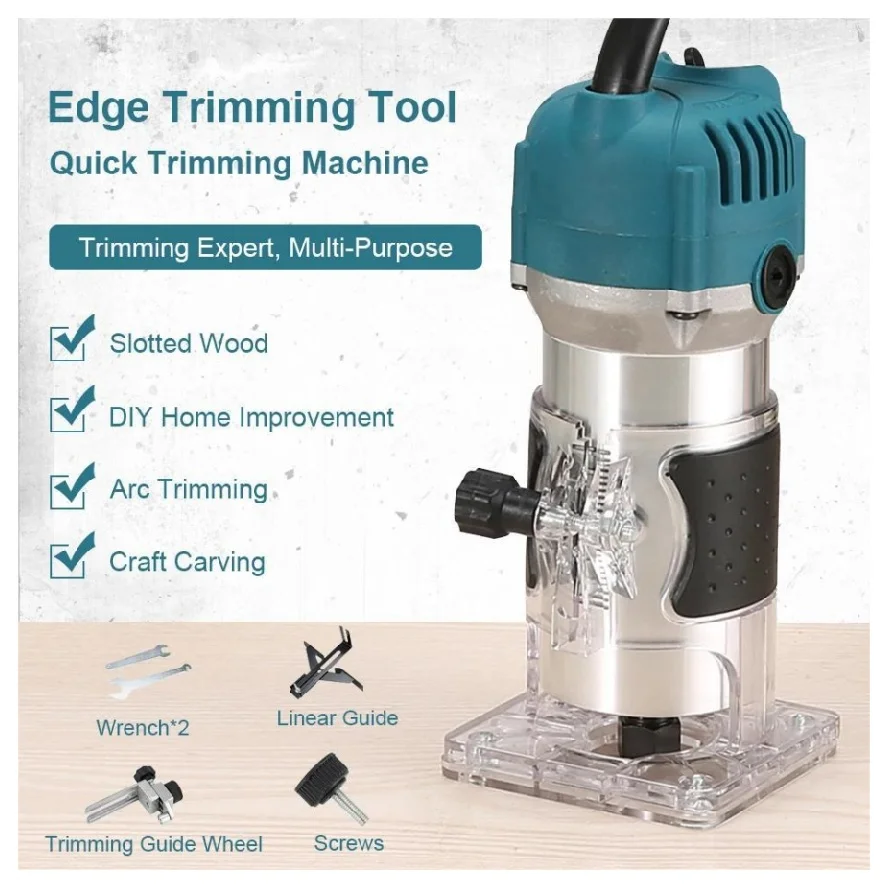 Fresadora de Madera de 800W y 30000 RPM, Recortadora Eléctrica para Trabajar la Madera, Herramienta de Tallado y Corte de Madera de 1/4 de Pulgada, Herramientas Eléctricas para Carpinteros