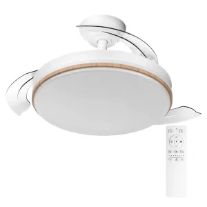 Ventilador de techo con luz led con mando,temporizador, 8 velocidades, aspas retráctiles, 3 temperaturas de luz, CCT Silencioso, Intensidad Regulable