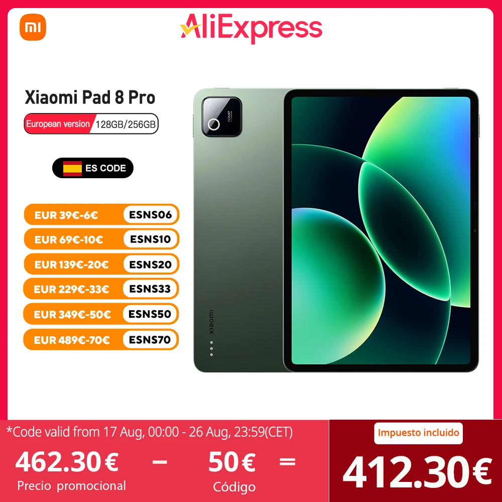 Xiaomi Pad 8 Pro Tableta 128GB/256GB, Pantalla 11,2" 3,2K 144Hz, Snapdragon® 8 Elite, Cámara 50MP, 9200 mAh, Dolby Atmos, Wi-Fi 7, Sin Cargador