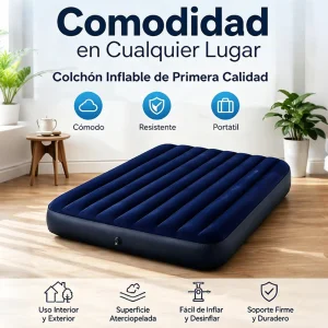 Colchón Inflable Portátil PVC Plegable con Almohada Cama de Aire para Camping Viaje Hogar Interior Exterior