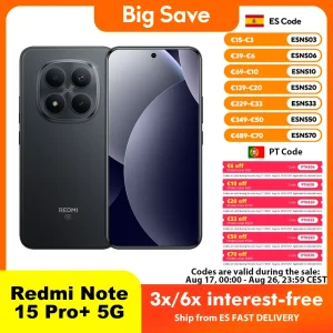 Xiaomi Redmi Note 15 Pro Plus 5G 8GB 256GB 12GB 512GB NFC Carga Rápida de 100W Cámara de 200MP Batería de 6500mAh