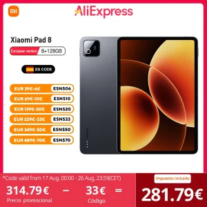 Xiaomi Pad 8 Tableta 128GB/256GB, Pantalla 11,2″ 3,2K 144Hz, Snapdragon 8s Gen 4, Cámara 13MP, 9200 mAh, Dolby Atmos, Wi-Fi 7, Sin Cargador