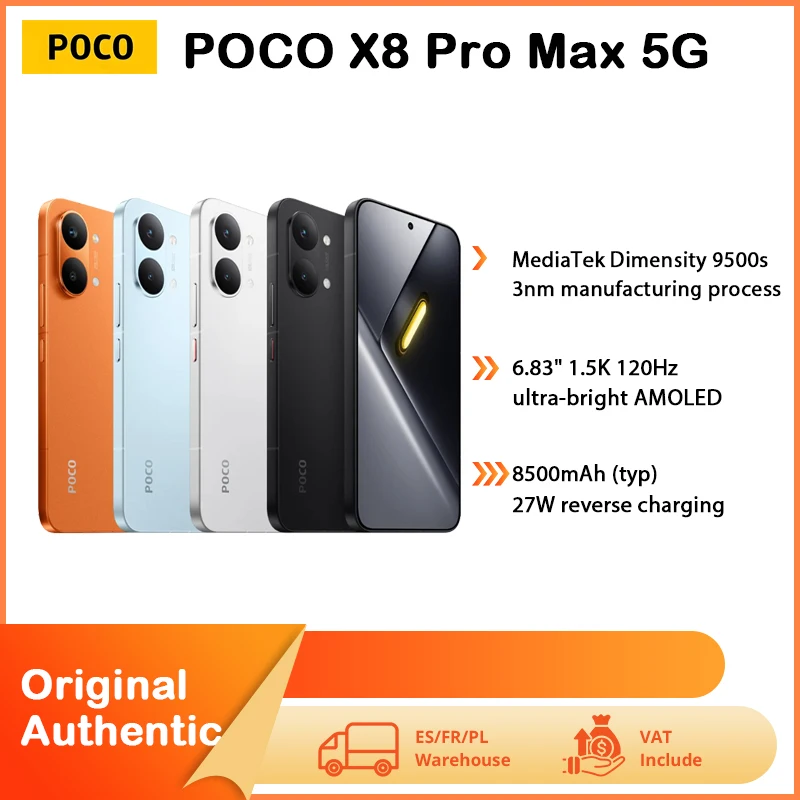 POCO X8 Pro MAX - Teléfono Inteligente de 6.83 Pulgadas, Dimensity 9500S, Batería de 8500 mAh, Sensor de Luz Fusion 600 de 50MP con OIS