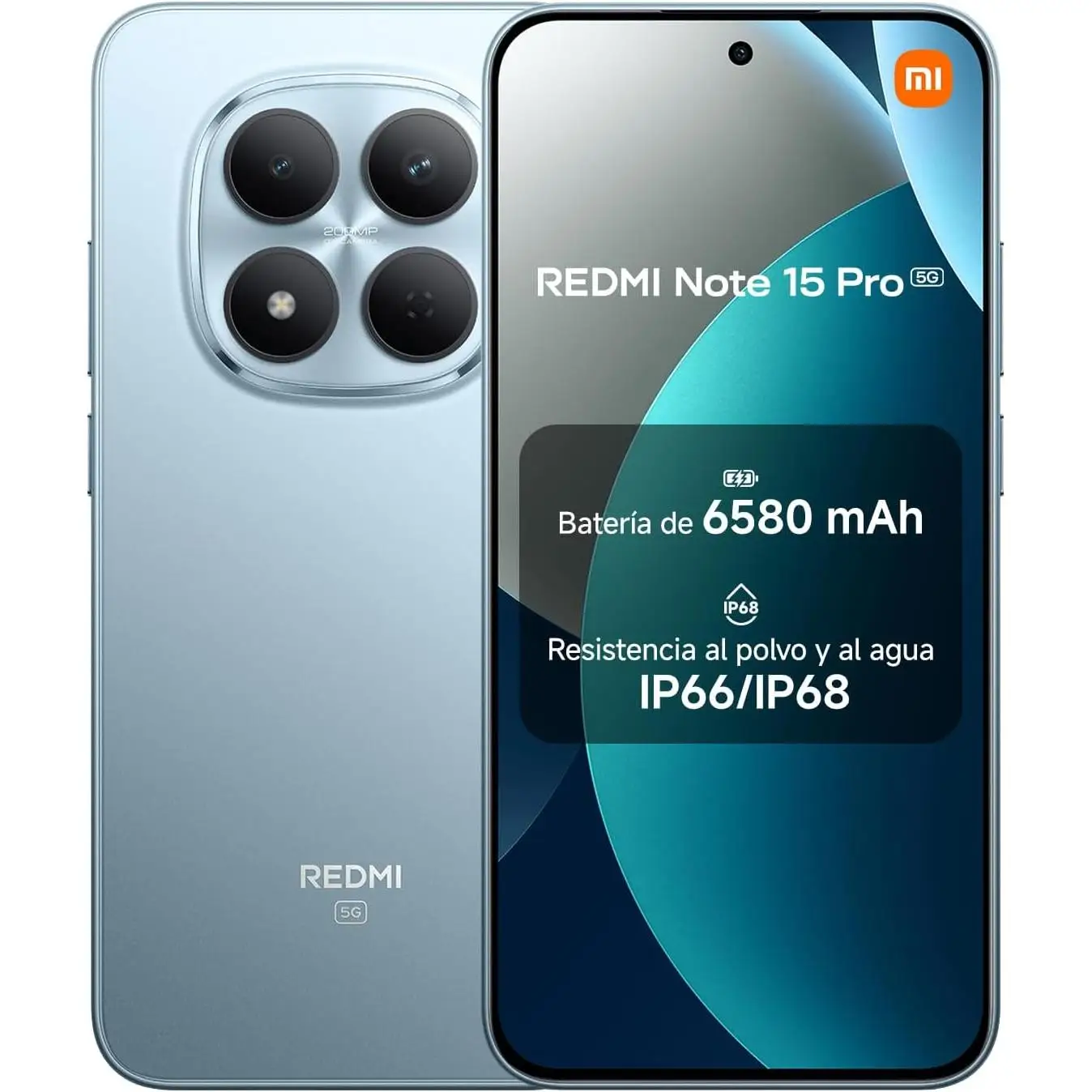 XIAOMI REDMI Note 15 Pro 5G - Móvil Pantalla de 6,83" 1.5K AMOLED, MediaTek Dimensity 7400-Ultra, cámara de 200MP, batería de 6580 mAh, Cargador no Incluido (Versión ES)