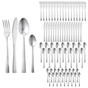 San Ignacio Cubertería de 72 Piezas en Acero inoxidable Mate, Set completo para 18 Servicios, Diseño elegante y resistente | Miravia