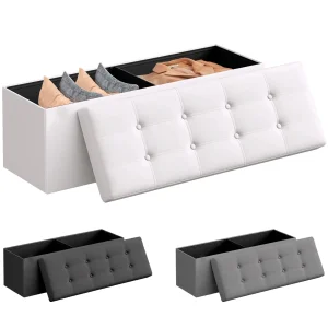 RELAXTY Puff Almancenaje Acolchado de 80L – Baul Almacenaje Dormitorio – Banco de Almacenaje con Capacidad de Carga 300 kg