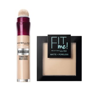 Maybelline New York | Borrador Corrector Hidratante Multiusos Tono Light + Fit Me Mate y Afinaporos Polvos Matificantes pieles muy claras. – 9GR Tono Ivory | Miravia