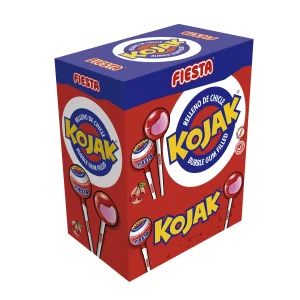 Kojak Cereza – Caja 20 unid – Kojak Cereza FIESTA Relleno de Chichle – Edicion Especial 20 Unidades de Kojak Cereza – Ideal Regalo