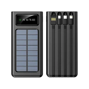 Cargador portátil Solar Power Bank 12000Mah/20000Mah  Gran Capacidad Incorporado 5 Salidas y 3 entradas Cable y Linterna Compatible con Todos los teléfonos Inteligentes y Dispositivos USB