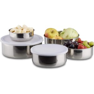 Set 5 Fiambreras Hermético Acero Inoxidable con tapa de Plástico, Envases Acero Inoxidable Hermético, Juegos de recipientes de alimentos de acero inoxidable sellados, Túper Metálico para almacenamientos de cocina | Miravia
