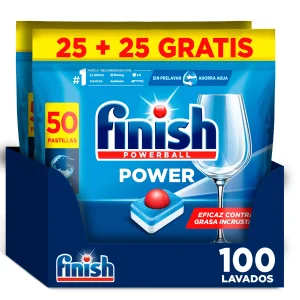 Finish Poweball 100 | 150 | 200 Pastillas para Lavavajillas All in 1 Max, Elimina Restos de Comida, Limpieza Profesional