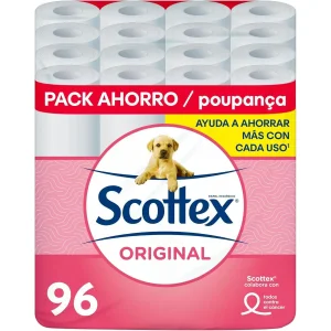 Scottex Papel Higiénico Original 96 Rollos (6 x 16) – Pack Familiar Suave y Resistente