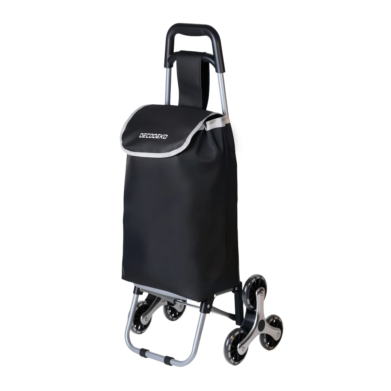 Carrito de Compra Plegable 6 Ruedas, Carro de Compra con Bolsa Oxford Extraíble, Carro Escalera Ligero de Aluminio, Carrito Portátil para Subir Escaleras, Carro Multiusos con Ruedas Giratorias para Compras, Mercado, Hogar y Transporte