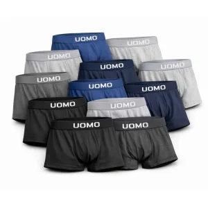 Pack 12 calzoncillos boxer para hombre: cómodos, transpirables y adaptables, 95% algodón + 5% elastano, colores surtidos, talla ajustable — ideal para deporte y uso diario