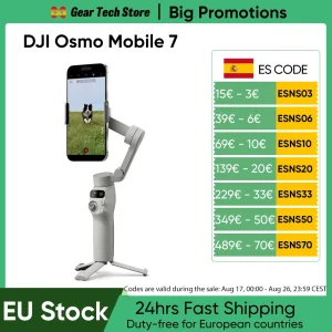 Estabilizador de Gimbal para Teléfono Inteligente DJI Osmo Mobile 7, Gimbal de 3 Ejes para Teléfono Móvil, Barra de Extensión y Trípode Integrados Originales, 10 Horas de Duración de la Batería, Carga del Teléfono