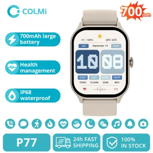 Reloj inteligente COLMI P77, duración de la batería de hasta 11 días, batería masiva de 700 mAh, pantalla de 2 pulgadas, reloj inteligente de administración de salud
