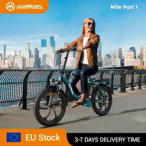 HillMiles MilePort 1 Bicicleta eléctrica plegable, motor de 250 W, batería de 36 V 13 Ah, 25 km/h, neumáticos gordo de 20″x3,0″, horquilla de suspensión, 7 velocidades, alcance de 100 km