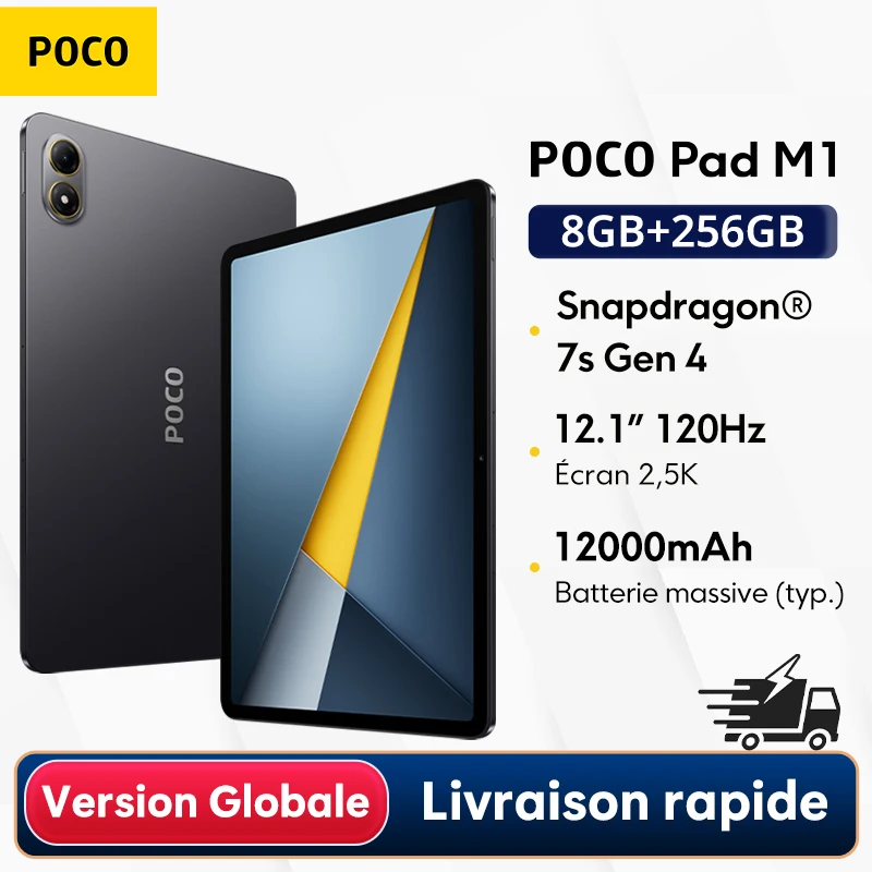 Tablet versión global POCO Pad M1, procesador 7s Gen 4, pantalla 2,5K Hz, carga rápida de 33 W, cámara de 8 MP