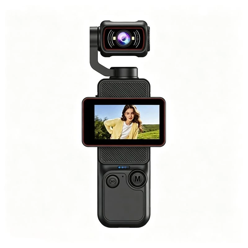 Cámara de Acción con Grabador de Video para Vlogs 270 ° Cámara de Bolsillo con Lente de Rotación Automática, Pantalla Táctil de 1.97 Pulgadas, Gimbal Portátil-ABWO