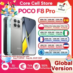 Versión Global POCO F8 Pro 5G Smartphone Snapdragon ®   8 Elite, Pantalla AMOLED de 6.59′ con Protección Ocular, HyperCharge de 100W, 6210mAh, IP68, NFC