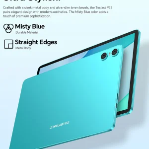 Tablet TECLAST P33 con Android 15, CPU de 5 Núcleos A333, Pantalla IPS de 10.1 Pulgadas, 9GB (3GB+6GB) de RAM, 64GB de ROM, Batería de 6000mAh, Tipo-C, WiFi, BT5.4