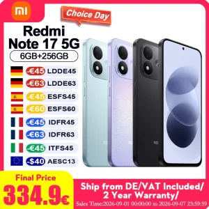 Versión Global Redmi Note 17 5G NFC Smartphone, Pantalla AMOLED FHD de 6.99′ con Protección Ocular, Potente Snapdragon 4 Gen 4, Desbloqueo Facial por IA, Teléfonos Móviles