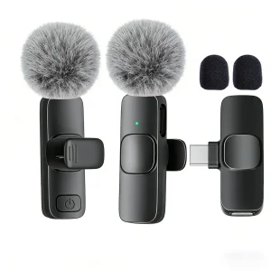 Micrófono Lavalier Inalámbrico Profesional con Puerto Tipo-C para Teléfonos Inteligentes, Computadoras, Tabletas, Conexión Plug and Play