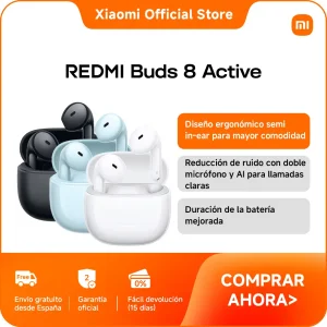 Official | REDMI Buds 8 Active, Tecnología de Reducción de Ruido en Múltiples Ilamadas, Duración de la Batería Mejorada, Curva In-ear Optimizada, Compactos y Cómodos, Potente Controlador de 14,2 mm con Diafragma de Titanio para una Claridad Pura