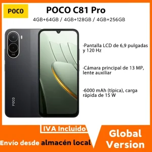 Versión Global del Teléfono Inteligente POCO C81 Pro, Batería de 6000 mAh (típica), Carga de 15 W, Pantalla LCD de 6.9 Pulgadas y 120 Hz, Cámara de 13 MP, NFC, Teléfono Móvil POCO