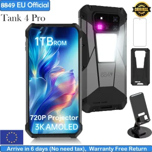 8849 Tank 4 Pro Unihertz 5G AI Proyector resistente Smartphone 1TB + 36G Dimensidad 8300 AMOLED 3K Android 14 6,78»120HZ 11600mAh