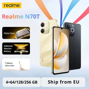 Versión Global del Teléfono Inteligente Realme Note 70t con IA, Pantalla de 6.75 Pulgadas y 90 Hz, Batería de 6000 mAh, Cámara IA de 13 MP, Chipset Octa Core, IP54