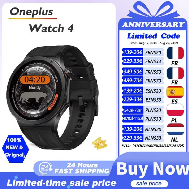 Nuevo Reloj Inteligente OnePlus Watch 4 con Pantalla AMOLED de 1.5”, Snapdragon W5 Gen 1, hasta 16 días de duración, GPS, NFC, Reloj Inteligente para Hombre