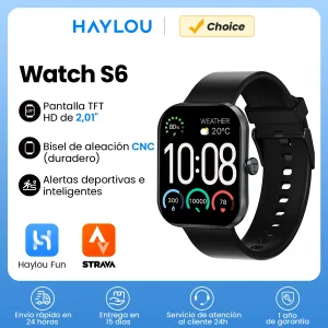 HAYLOU reloj inteligente S6, dispositivo resistente al agua IP68, con pantalla HD de 2,01 pulgadas, Bluetooth, llamadas por voz y seguimiento de Fitness