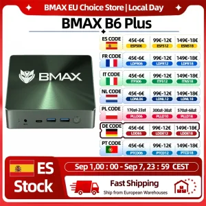 Mini PC BMAX B6 Plus con Intel i3-1000NG4, Windows 11, 12GB de RAM, 512GB SSD, WIFI 5, 3 puertos USB 3.0, 2 puertos HDMI, Bluetooth y Tipo-C.