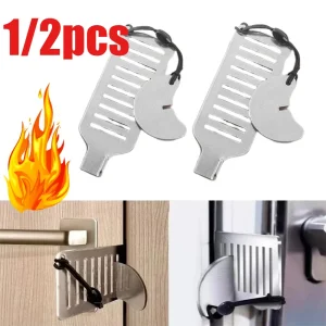 Bloqueador de puerta de seguridad antirrobo portátil de 8 cm de acero inoxidable, herramienta de seguridad para privacidad en el hogar, hotel, viajes, tope de puerta.