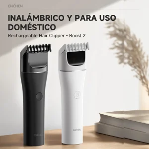 ENCHEN Boost 2 Cortapelos Eléctrico Negro Recargable Type-C Inalámbrico y con Cable Batería 1200mAh Cerradura de Viaje Uso Hogar