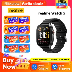Versión global realme Watch 5 Smartwatch Brújula y GPS independiente con 5 GNSS Pantalla AMOLED de 1,97 pulgadas Hasta 14 días de duración de la batería IP68
