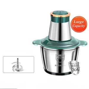 Picadora de carne eléctrica de 250W, tazón de acero inoxidable de 2L, picadora de alimentos de 2 velocidades, picadora eléctrica multifuncional de doble cuchilla para carne, nueces, frutas, herramienta de procesamiento de alimentos para cocina