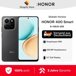 HONOR 400 Smart 4G, Teléfono Inteligente 4G, 6GB+128GB/8GB+256GB, Snapdragon 685, Pantalla de 6.77 Pulgadas y 120Hz, Cámara Principal de 108MP, Batería de 6500mAh, Android 15, NFC