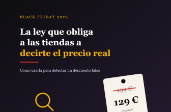 Etiqueta de precio con 199 euros tachados y 129 euros debajo, junto a una lupa, sobre fondo oscuro