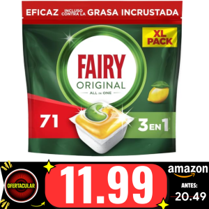 Fairy Original TodoEn1 Cápsulas Lavavajillas Máquina Limón, 71 Cápsulas