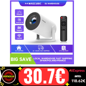 Proyector Magcubic 8K Android 14 HY300 Pro Wifi6 290ANSI Allwinner H726 BT5.4 1080P 1280*720P Cine Portátil para Exteriores
