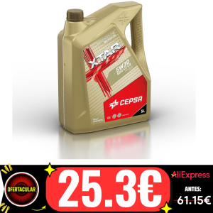 CEPSA XTAR 5W30 ECO C2 C3 5L- Lubricante sintético para vehículos híbridos, Gasolina y diésel, Dorado, El embalaje puede variar