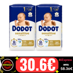 Pañales Dodot Sensitive Talla 1 (2-5 kg) Pack Ahorro 116 Unidades (2×58) – Suavidad Extrema + Barrera Stop Fugas