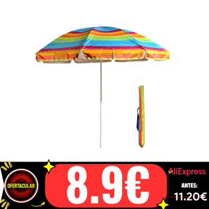 S7 STAR Sombrilla Playa Multicolor, Sombrilla Plegable Grande, Sombrilla Ligera con Bolsa Transporte, Protecciíon UV 50 Sombrilla Exterior con Tubo Aluminio, Ideal para Aire Libre / Playa/ Verano
